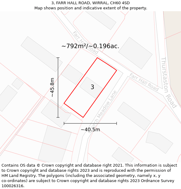 3, FARR HALL ROAD, WIRRAL, CH60 4SD: Plot and title map