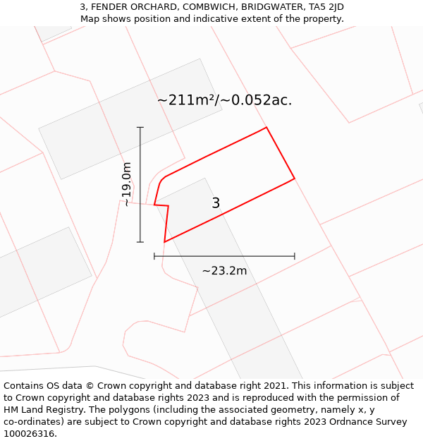 3, FENDER ORCHARD, COMBWICH, BRIDGWATER, TA5 2JD: Plot and title map