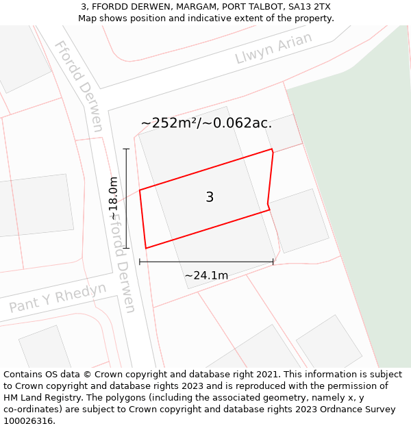 3, FFORDD DERWEN, MARGAM, PORT TALBOT, SA13 2TX: Plot and title map