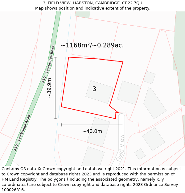 3, FIELD VIEW, HARSTON, CAMBRIDGE, CB22 7QU: Plot and title map