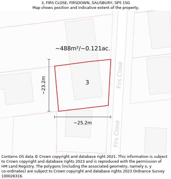 3, FIRS CLOSE, FIRSDOWN, SALISBURY, SP5 1SG: Plot and title map