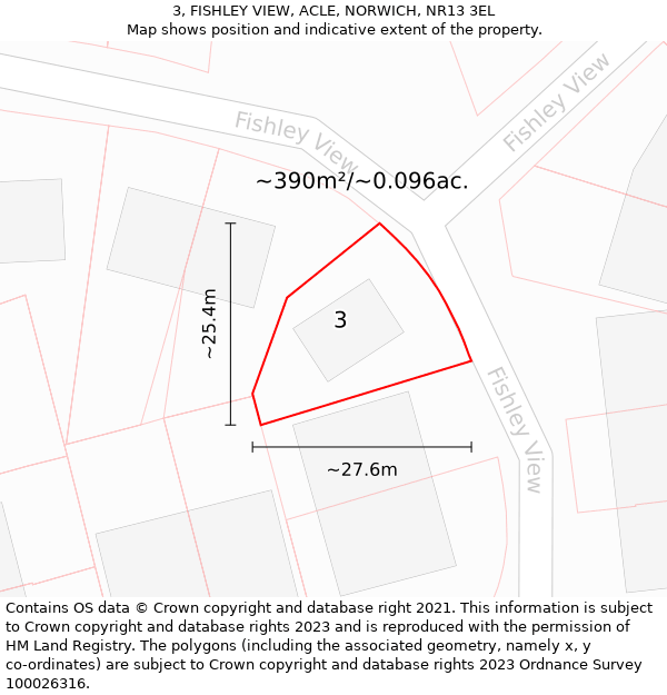 3, FISHLEY VIEW, ACLE, NORWICH, NR13 3EL: Plot and title map