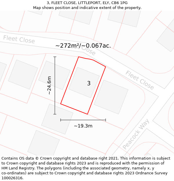 3, FLEET CLOSE, LITTLEPORT, ELY, CB6 1PG: Plot and title map