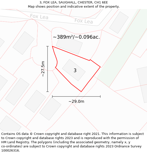 3, FOX LEA, SAUGHALL, CHESTER, CH1 6EE: Plot and title map