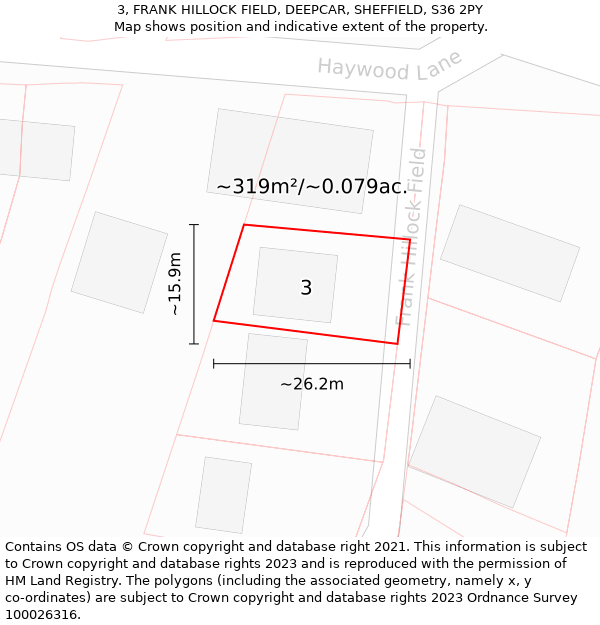 3, FRANK HILLOCK FIELD, DEEPCAR, SHEFFIELD, S36 2PY: Plot and title map