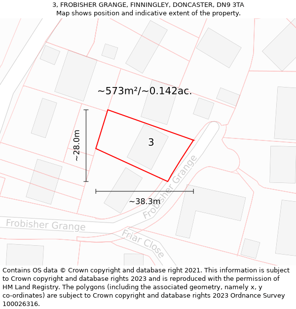 3, FROBISHER GRANGE, FINNINGLEY, DONCASTER, DN9 3TA: Plot and title map