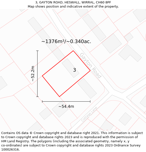 3, GAYTON ROAD, HESWALL, WIRRAL, CH60 8PF: Plot and title map