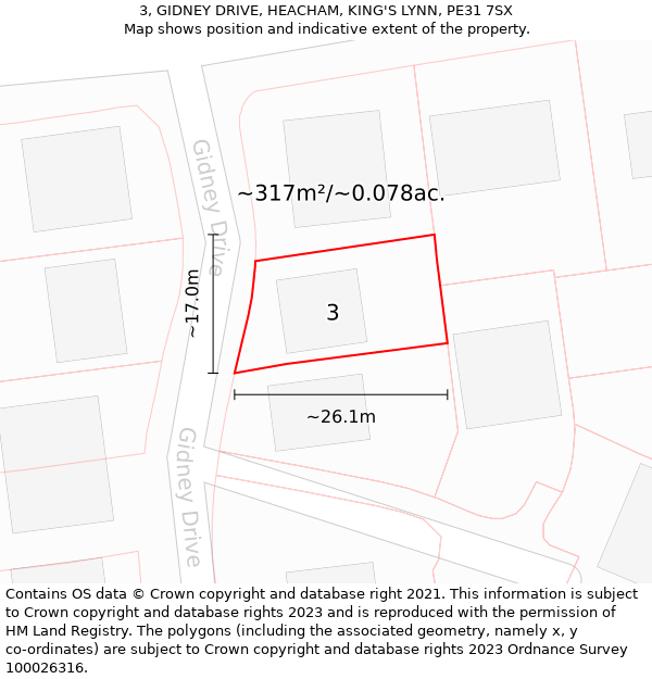 3, GIDNEY DRIVE, HEACHAM, KING'S LYNN, PE31 7SX: Plot and title map