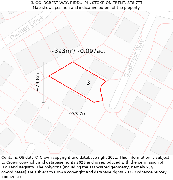 3, GOLDCREST WAY, BIDDULPH, STOKE-ON-TRENT, ST8 7TT: Plot and title map