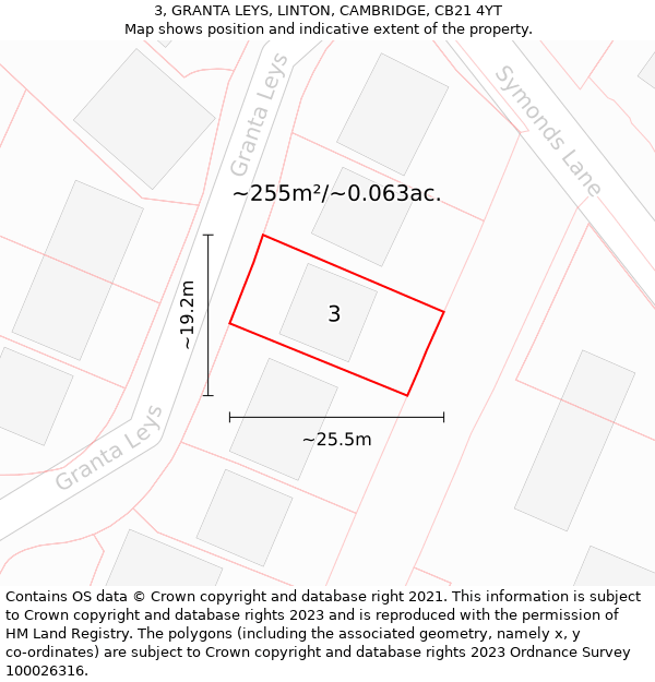 3, GRANTA LEYS, LINTON, CAMBRIDGE, CB21 4YT: Plot and title map