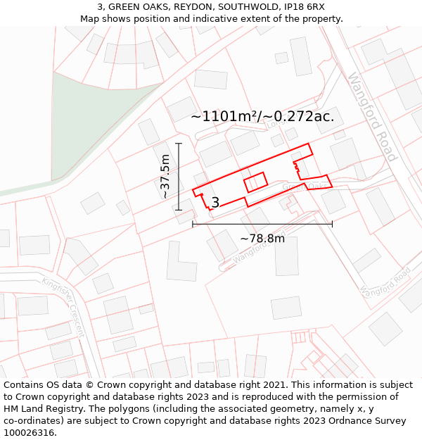 3, GREEN OAKS, REYDON, SOUTHWOLD, IP18 6RX: Plot and title map