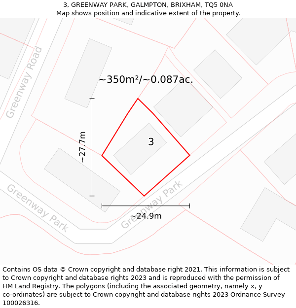 3, GREENWAY PARK, GALMPTON, BRIXHAM, TQ5 0NA: Plot and title map