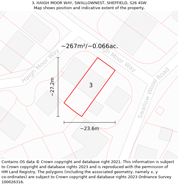 3, HAIGH MOOR WAY, SWALLOWNEST, SHEFFIELD, S26 4SW: Plot and title map