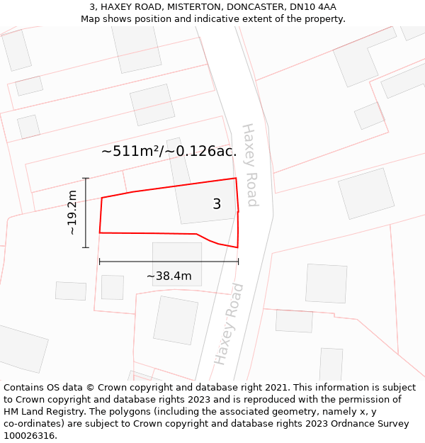 3, HAXEY ROAD, MISTERTON, DONCASTER, DN10 4AA: Plot and title map