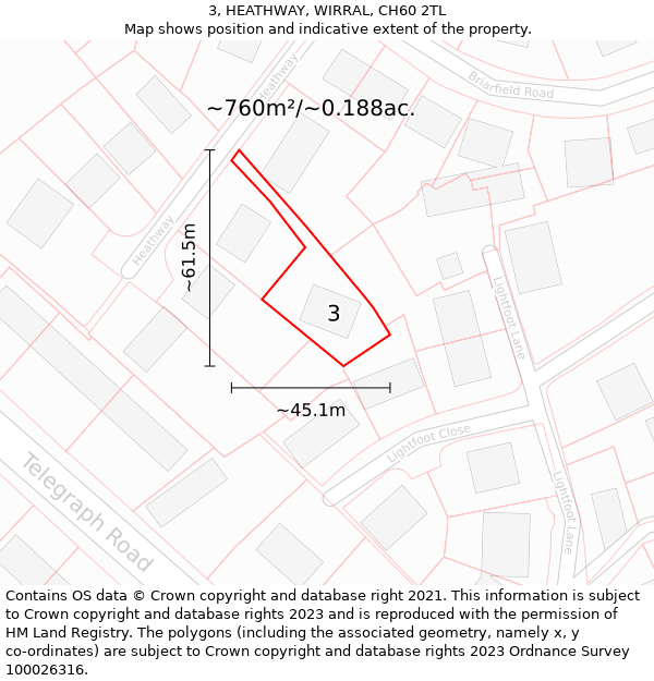 3, HEATHWAY, WIRRAL, CH60 2TL: Plot and title map