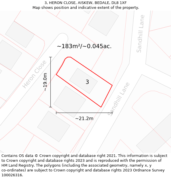 3, HERON CLOSE, AISKEW, BEDALE, DL8 1XF: Plot and title map