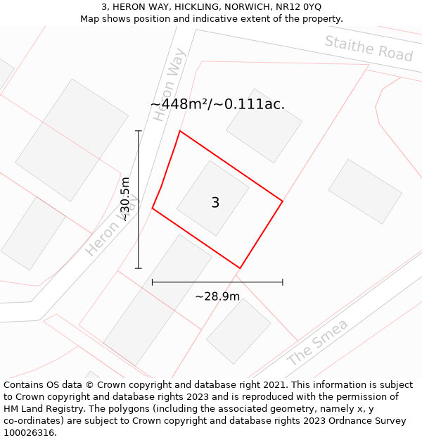 3, HERON WAY, HICKLING, NORWICH, NR12 0YQ: Plot and title map