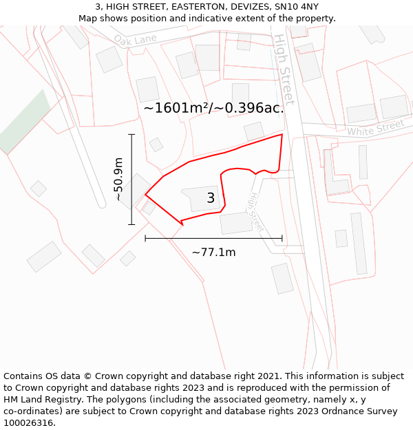 3, HIGH STREET, EASTERTON, DEVIZES, SN10 4NY: Plot and title map