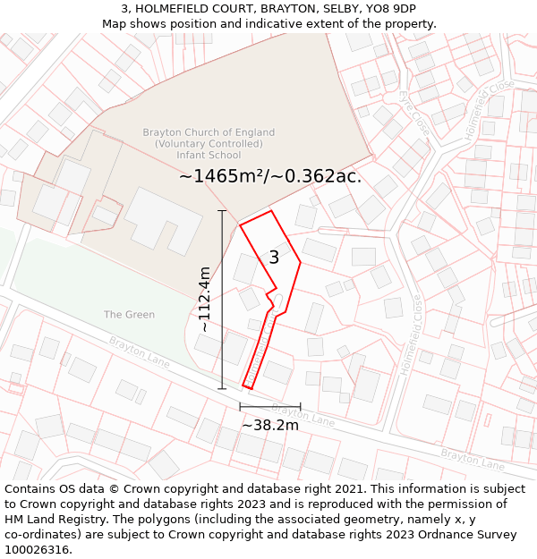 3, HOLMEFIELD COURT, BRAYTON, SELBY, YO8 9DP: Plot and title map
