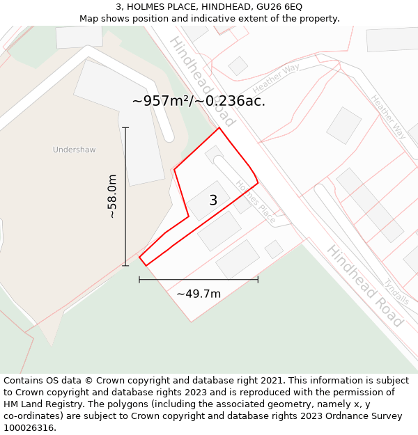 3, HOLMES PLACE, HINDHEAD, GU26 6EQ: Plot and title map