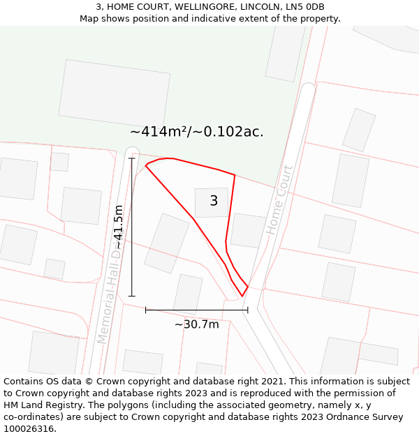 3, HOME COURT, WELLINGORE, LINCOLN, LN5 0DB: Plot and title map