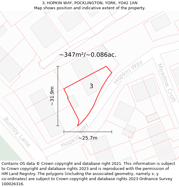 3, HOPKIN WAY, POCKLINGTON, YORK, YO42 1AN: Plot and title map