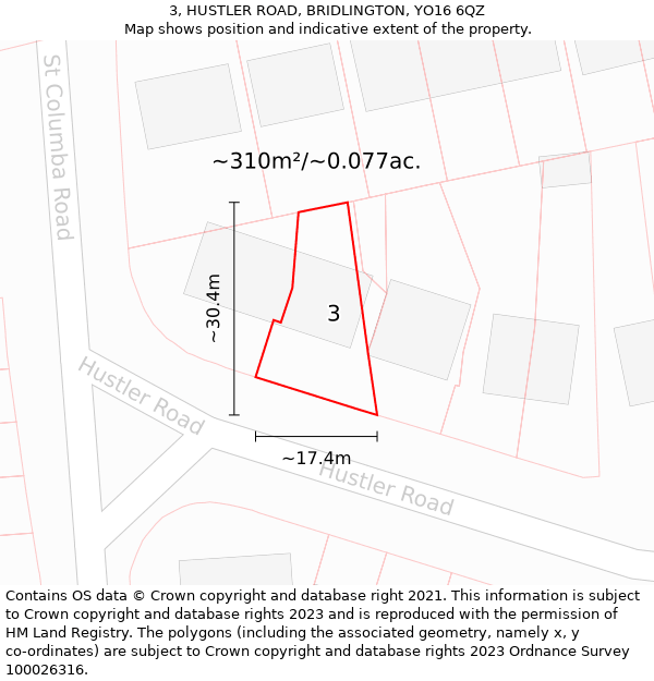 3, HUSTLER ROAD, BRIDLINGTON, YO16 6QZ: Plot and title map