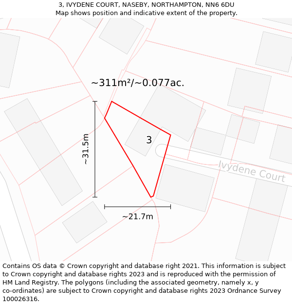 3, IVYDENE COURT, NASEBY, NORTHAMPTON, NN6 6DU: Plot and title map
