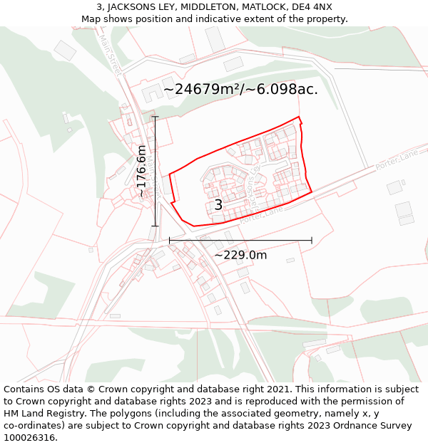 3, JACKSONS LEY, MIDDLETON, MATLOCK, DE4 4NX: Plot and title map