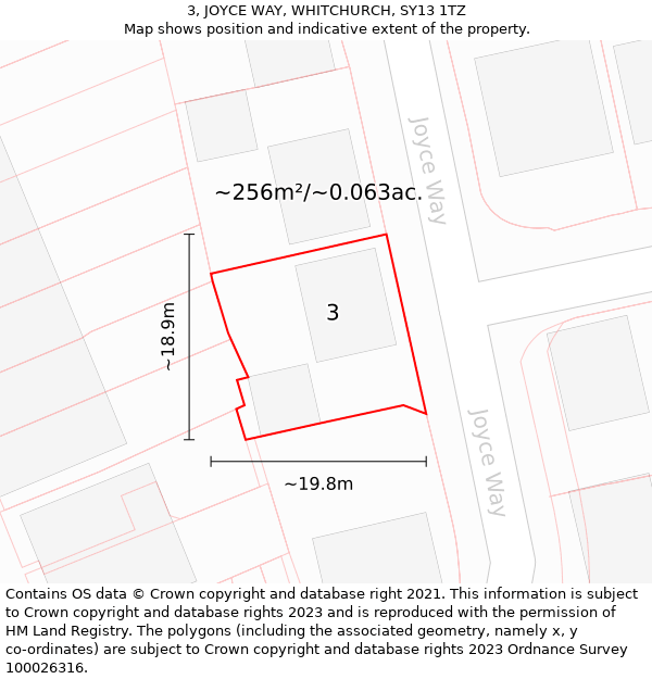 3, JOYCE WAY, WHITCHURCH, SY13 1TZ: Plot and title map