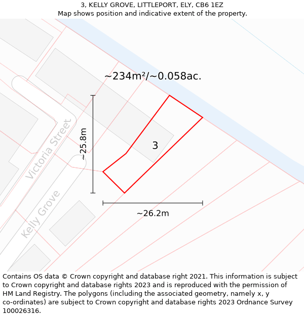 3, KELLY GROVE, LITTLEPORT, ELY, CB6 1EZ: Plot and title map