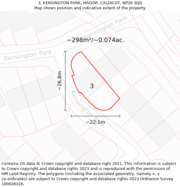 3, KENSINGTON PARK, MAGOR, CALDICOT, NP26 3QG: Plot and title map