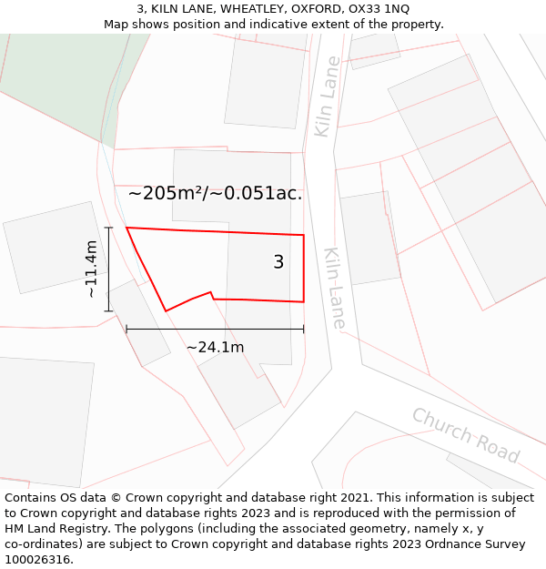 3, KILN LANE, WHEATLEY, OXFORD, OX33 1NQ: Plot and title map