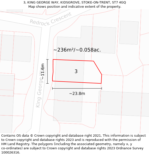 3, KING GEORGE WAY, KIDSGROVE, STOKE-ON-TRENT, ST7 4GQ: Plot and title map