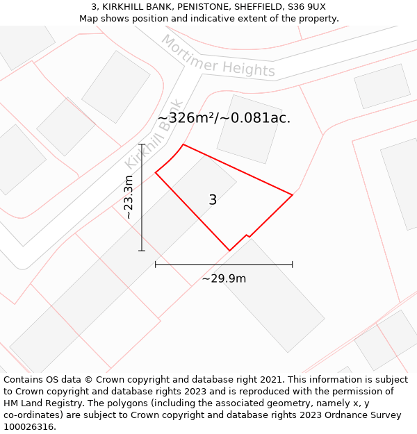 3, KIRKHILL BANK, PENISTONE, SHEFFIELD, S36 9UX: Plot and title map