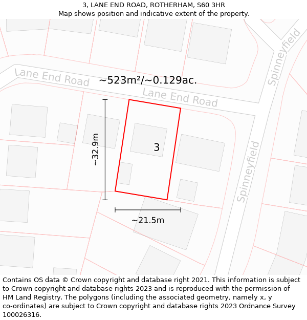 3, LANE END ROAD, ROTHERHAM, S60 3HR: Plot and title map