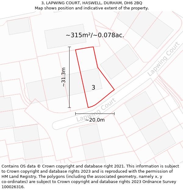 3, LAPWING COURT, HASWELL, DURHAM, DH6 2BQ: Plot and title map