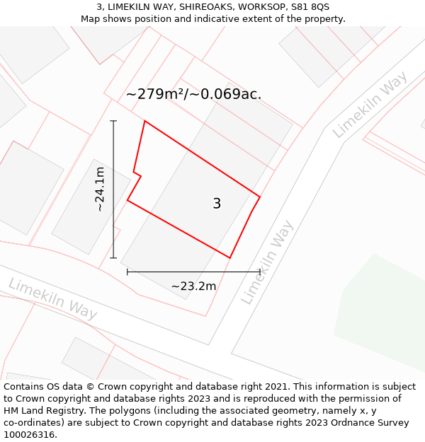 3, LIMEKILN WAY, SHIREOAKS, WORKSOP, S81 8QS: Plot and title map