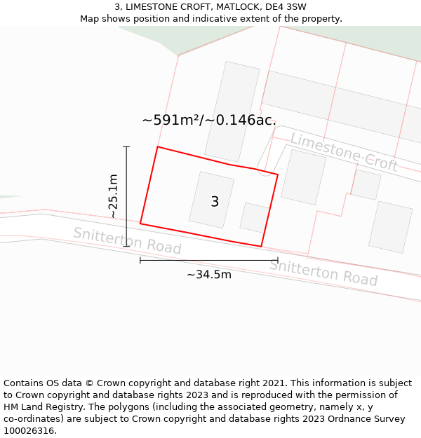 3, LIMESTONE CROFT, MATLOCK, DE4 3SW: Plot and title map