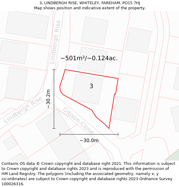 3, LINDBERGH RISE, WHITELEY, FAREHAM, PO15 7HJ: Plot and title map