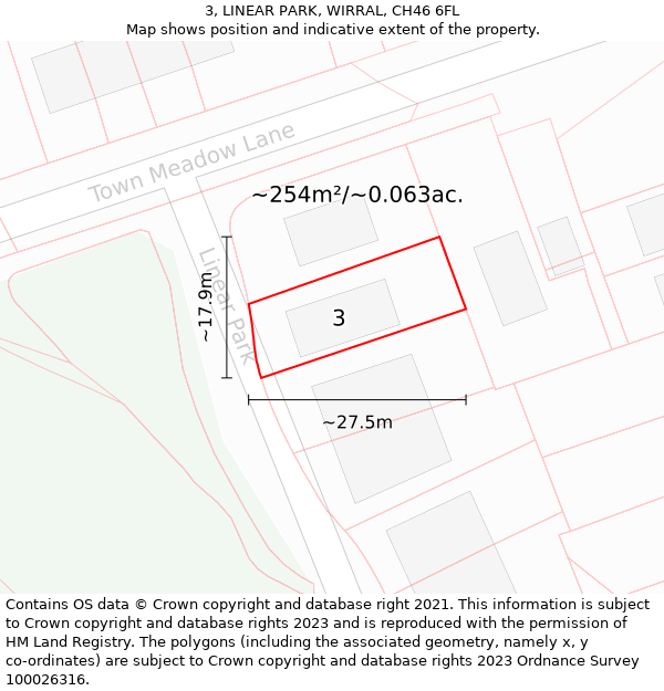 3, LINEAR PARK, WIRRAL, CH46 6FL: Plot and title map