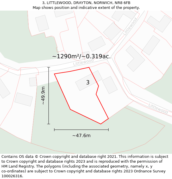 3, LITTLEWOOD, DRAYTON, NORWICH, NR8 6FB: Plot and title map