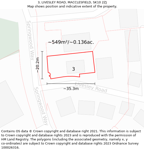 3, LIVESLEY ROAD, MACCLESFIELD, SK10 2ZJ: Plot and title map