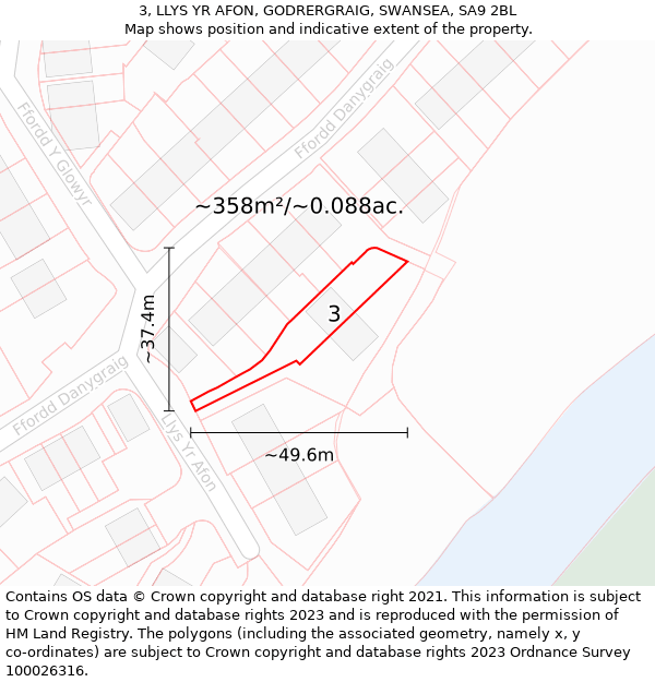 3, LLYS YR AFON, GODRERGRAIG, SWANSEA, SA9 2BL: Plot and title map