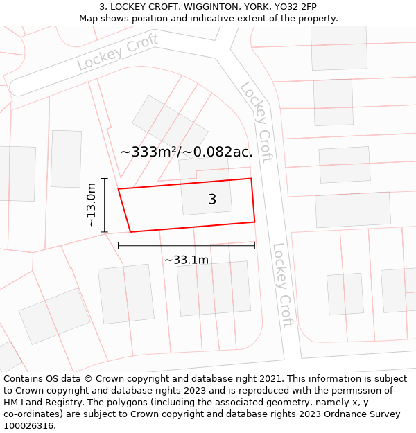 3, LOCKEY CROFT, WIGGINTON, YORK, YO32 2FP: Plot and title map