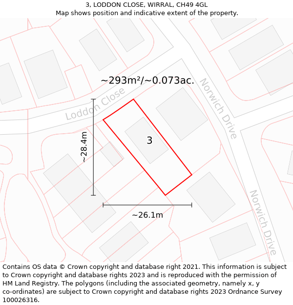 3, LODDON CLOSE, WIRRAL, CH49 4GL: Plot and title map