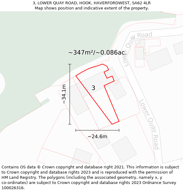 3, LOWER QUAY ROAD, HOOK, HAVERFORDWEST, SA62 4LR: Plot and title map