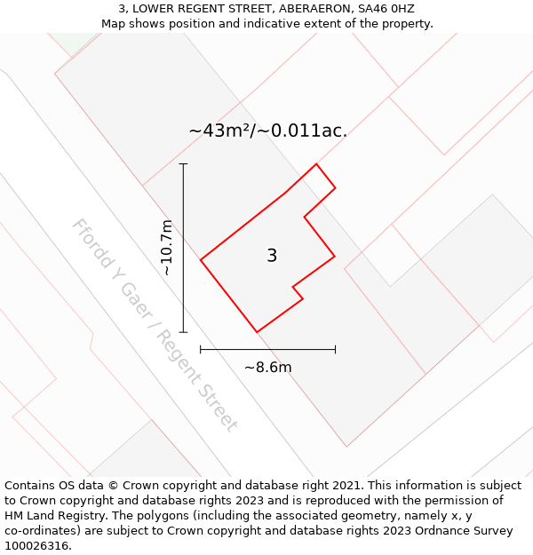 3, LOWER REGENT STREET, ABERAERON, SA46 0HZ: Plot and title map