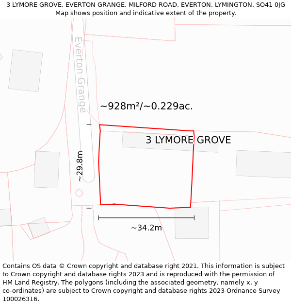 3 LYMORE GROVE, EVERTON GRANGE, MILFORD ROAD, EVERTON, LYMINGTON, SO41 0JG: Plot and title map