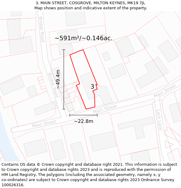 3, MAIN STREET, COSGROVE, MILTON KEYNES, MK19 7JL: Plot and title map